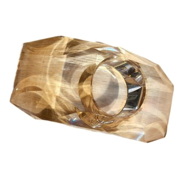 Vintage Crystal Vase & Candle Holder Signed Strubach & Oleg Cassini Pinstriped 5 - Picture 11 of 16